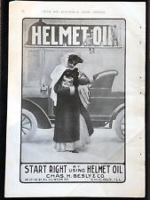 Antique 1907 Helmet Motor Oil Ad Chas Besly Chicago IL Sign Picture Art Garage picture
