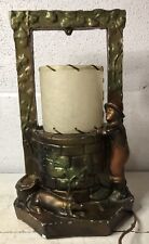 Vintage Circa 1930’s Chalk Chalkware Light Lamp Wishing Well Boy Dog Water Well picture