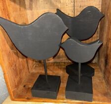 3 Wooden Birds Black Silhouettes. 3 Different Sizes: 9”, 8.75”, 6.25” Song Birds picture