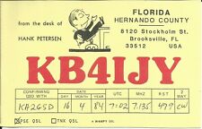 Vintage KB4IJY Brooksville Florida USA 1984 Amateur Radio QSL Card picture