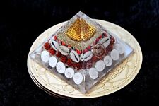Jet Wealth Orgone Pyramid 4 inch Approx Crystal Natural Gomati Chakra with Shree picture