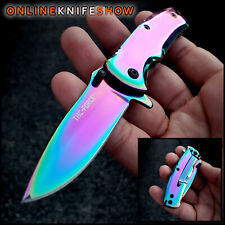 TAC FORCE EDC TACTICAL RAINBOW KNIFE Open Folding Pocket Spring Assisted Blade   picture