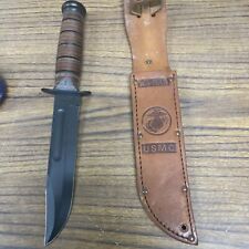 Vintage KA-BAR USMC survival fighting fixed blade Knife w/ sheath Olean, NY 🇺🇸 picture
