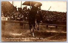 Pendleton Oregon~Rodeo Round Up~”Let 'er Buck”~Cowboy Holds On~1915 RPPC picture