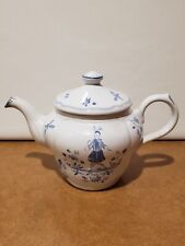 Vintage Longchamp Blue Moustiers Hand Painted Teapot With Lid Made In France picture