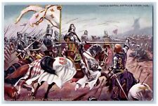 British Battles Crecy Postcard Charge Of The French On English Bowmen Oilette picture