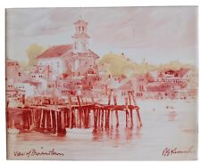 Vintage View of Provincetown Made in Spain  watercolor on Tile Kennedy Gallery  picture