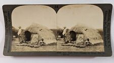 Vintage Keystone View Company Stereo Card Hawaiian Grass Tiki Hut Thatched Hale picture