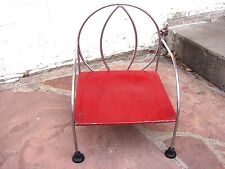 VTG Metal CHILD'S Doll CHAIR Plant STAND Holder Time Out Chair RETRO Red Chrome picture