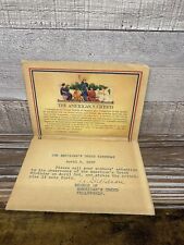 Vintage 1930’s American Creed Birthday Invitation Stamped Fellowship picture