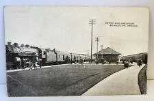 Antique Pendleton Oregon Railroad Depot And Grounds Postcard Passenger Train picture