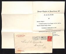 Newburgh ME Amos W. Knowlton* 1907 Bangor Chapter of Rose Croix Meeting Notice picture