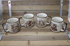 4 Vtg Friendship Mugs, Brown & Beige, Made in Japan (Stb Shortcake, Betsey C?) picture
