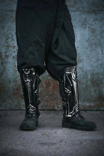 Medieva LARP Armor Legs Protection - Blackened Dwarf Style Greaves - Steel Armor picture