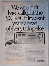 1978 PIONEER SX-1980 Stereo Receiver Print Ad ~ Years Ahead of Everything Else picture