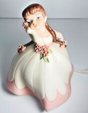 Vintage Bisque Debutante In Ball Gown Table Lamp 1950’s Light Pink & Cream picture
