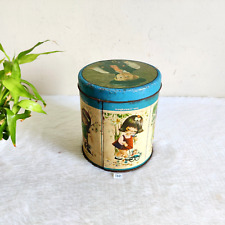1950s Vintage English Kids Graphics  Mangharam & Sons Confectionery Tin Box T260 picture