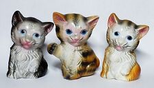 Lot Of 3 Vintage Hong Kong Hard Hollow Plastic Kitten Cat Figures Figurines picture