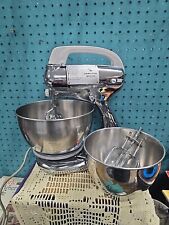 Vtg Hamilton Beach Model K 10-speed Chrome Stand, 2 Double Mixers 2 Bowls--Works picture