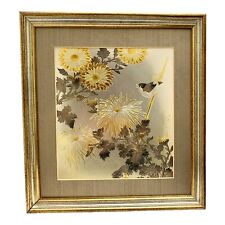 Vintage Chokin Art Gilded Gold Silver Engraved Copper Wildflower Signed Numbered picture