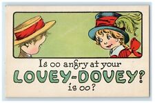 c1910's Girl Angry To Little Boy Sad Is Oo Angry At Your Lovey Dovey Postcard picture
