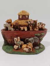 Vintage Noahs Ark Figurine Statue Handcrafted Resin Unique Gift Bible picture