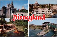 Vintage DISNEYLAND Anaheim CA Postcard Multi-View - Castle / Jungle Cruise #O-1A picture