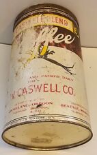 VINTAGE Geo. W. CASWELL BLEND Steel Cut  3 LB  COFFEE TIN CAN - See Pics picture