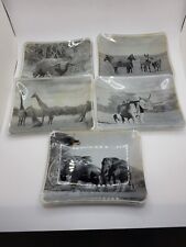 Antique African Safari Glass Trinket Dishes Black And White 5