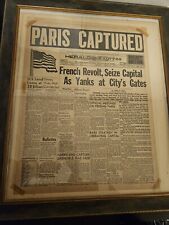 WW2 PARIS CAPTURED News Article 1944 Nazi Occupied Paris 100% Authentic picture
