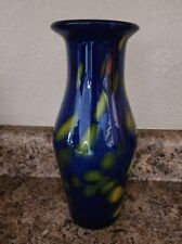 VINTAGE Beautiful COBALT BLUE GLASS Hand Blown Vase 11