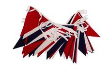Coronation Bunting Red White and Blue Bunting Cotton 12m 40 Pennant King Charles picture