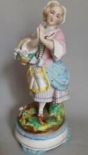 figurine Ceramic Girl with a basket OLD Paris mid 19th century picture