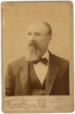 Circa 1880'S Cabinet Card Handsome Older Man Bow Tie Beard Dresser Winfield, KS picture