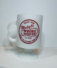 Vintage Mabel’s Whorehouse Milk Glass Footed Mug Las Vegas Souvenir picture