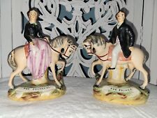 Vintage Pair Staffordshire Prince And Princess On Horseback picture
