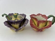1995 Fitz and Floyd Floral Tulip Creamer and Sugar Set picture