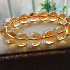 16mm Natural Citrine Quartz Yellow Crystal Round Bead Stretch Bracelet  AAAA picture