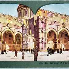 c1900s Palermo, Sicily, Italy c1185 Cathedral Portico Stereoview Catholic IT V35 picture