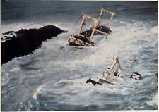 Newport Oregon Yaquina Bay Magpie Ship Sinking Coast Guard 6x4 Postcard c1980 picture