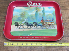 Vintage 1930s Prohibition Anheuser Busch Bevo All Year Round Soft Drink Tin Tray picture