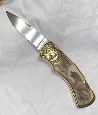 NICE Vintage FRANKLIN MINT Collectors  Pocketknife GRIZZLY BEAR Fishing No Case picture