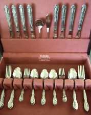 50 Pc Complete Service for 8 SANGO STAINLESS SILVERWARE SNF4 FLORAL ORNATE JAPAN picture