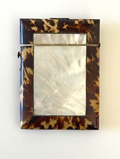 RARE Antique Tortoise Shell and Mother of Pearl Business Card Case w card SALE picture