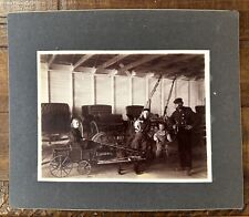 c. 1900s Horse Carriage House Kids Bicycle Dog Wagon Western Mounted Photo 10x12 picture