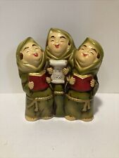 Vintage MCM 3 Monks Carolers Chalk ware Musical Figurine Japan Christmas picture