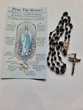 New Rosary 5 mm vintage black beads handmade Catholic Miraculous Medal , flyer picture