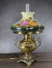 Vtg The New Juno No. 2 Lamp converted kerosene lamp Hand painted floral shade picture