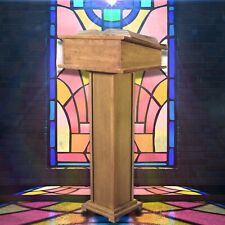Solid Pecan Stain Lectern With Shelf Storage for Church or Sanctuaries 43 In picture