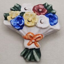 Vtg Goebel Hummel For Mommy Pin Flower Bouquet Floral Brooch Germany Collectible picture